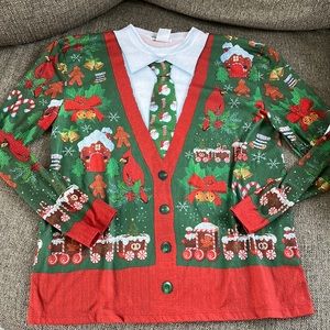 FauxReal Men’s Photorealistic Apparel Ugly Christmas Sweater Holiday Large
